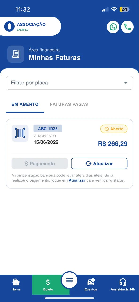 Boletos e pagamentos — app Veico